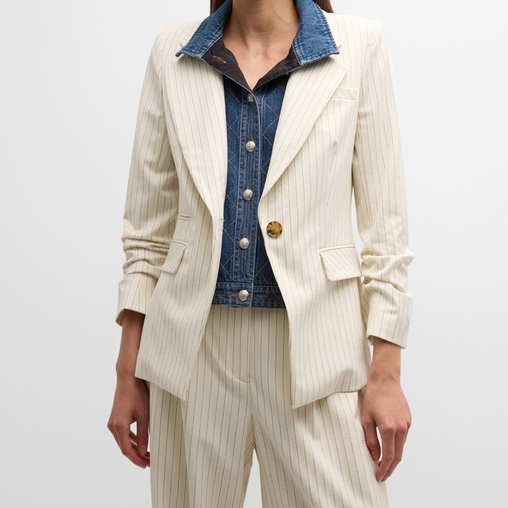 Veronica Beard Battista Dickey Suit Ecru Multi Stripe Size 6